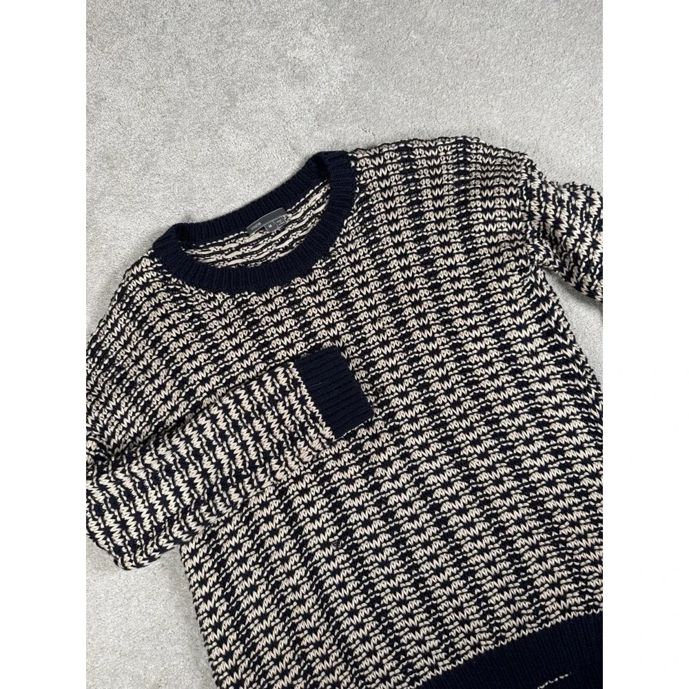 Vince Women's Vince Mercerized Cotton Textured Knit‎ Sweater Size Medium Navy